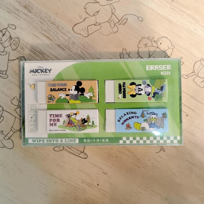 Mickey & Friends Cute Novelty Eraser Set | 4-Piece Character Stationery
