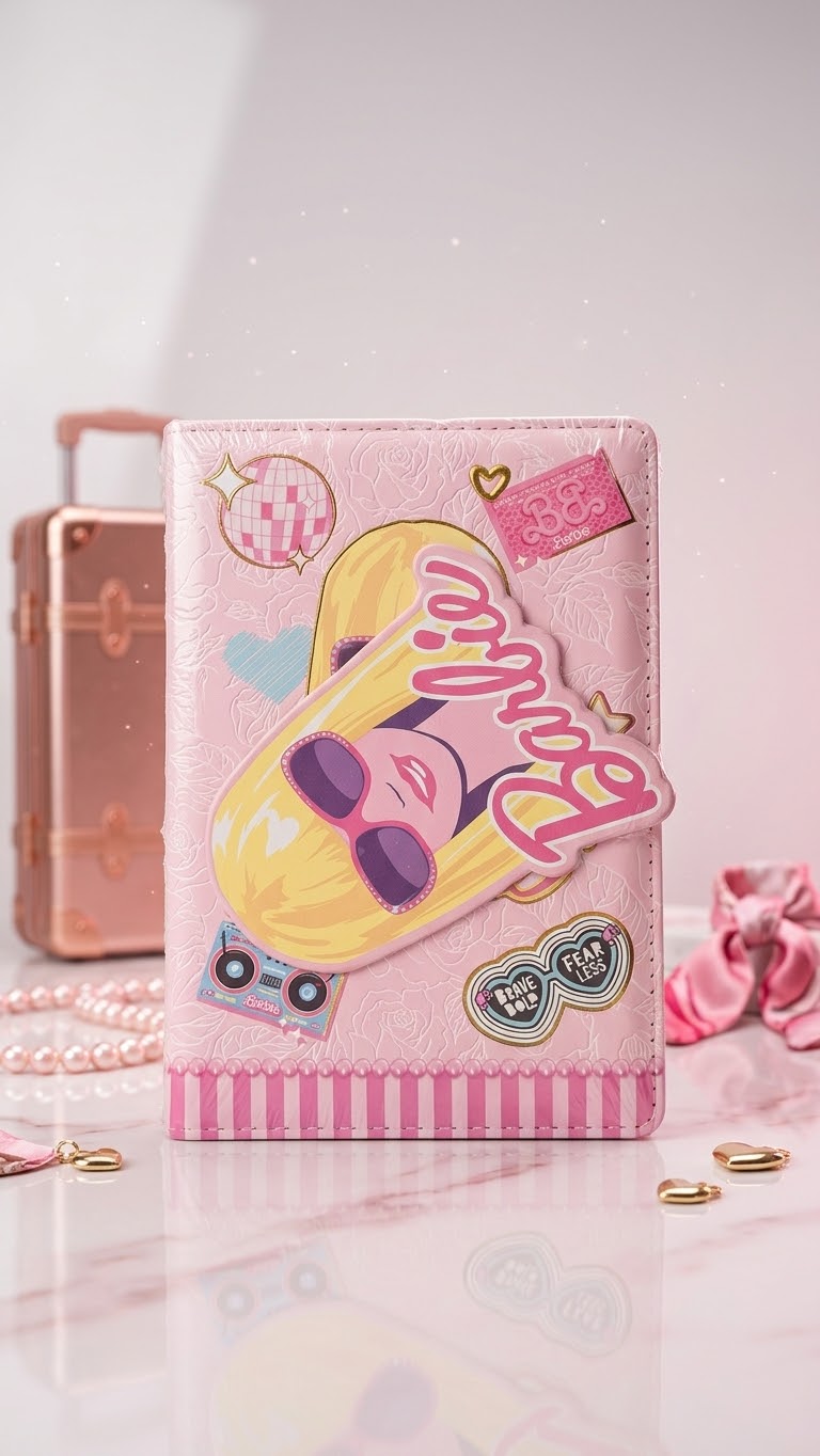 Barbie Pop-Art Leatherette Journal featuring Fun Spinning Barbie Patch