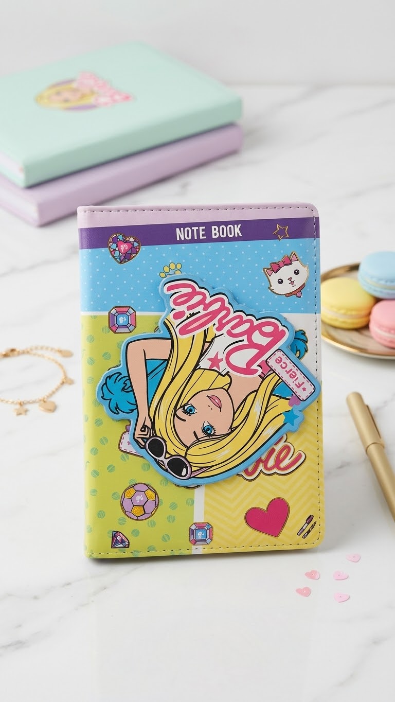 Barbie Pop-Art Leatherette Journal featuring Fun Spinning Barbie Patch