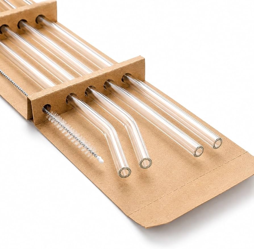 REUSABLE GLASS STRAW SET