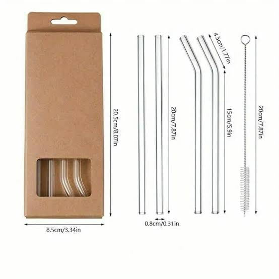REUSABLE GLASS STRAW SET